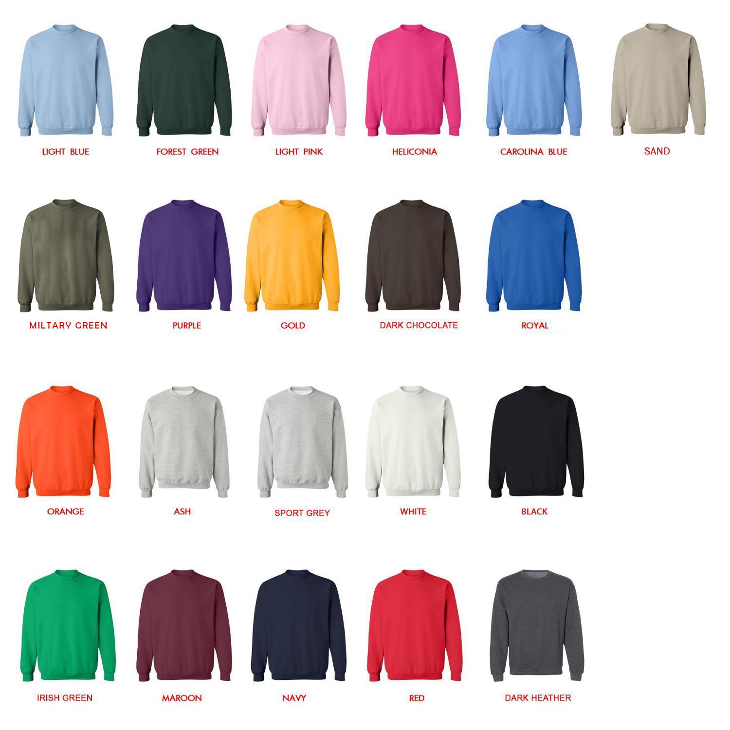 sweatshirt color chart - English Bulldog Gifts UK