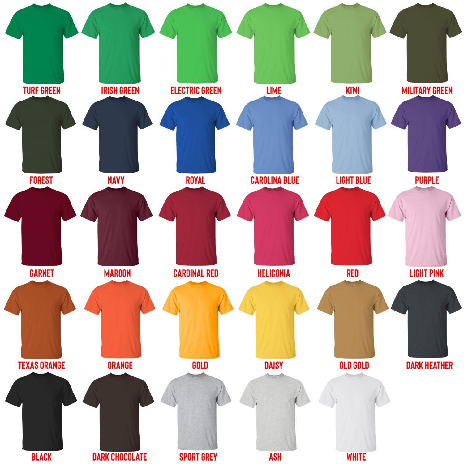 t shirt color chart - English Bulldog Gifts UK