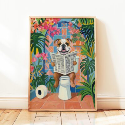 English Bulldog Toilet Funny Matisse Wall Art