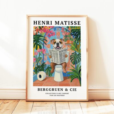 English Bulldog Funny Bathroom Matisse Toilet Wall Art