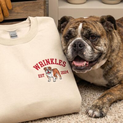 English Bulldog Pet Vintage Embroidered Sweatshirt