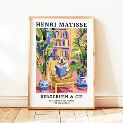 English Bulldog Reading Nook Matisse Inspired Wall Art