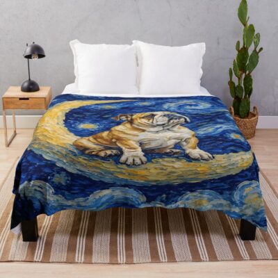 English Bulldog Vintage Artwork Throw Blanket