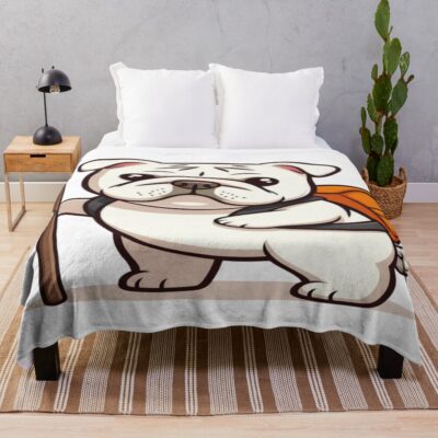 English Bulldog Aesthetic Illustration Throw Blanket