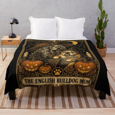 English Bulldog Mum Classic Illustration Throw Blanket