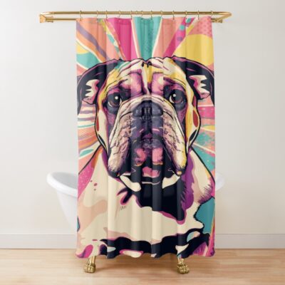 English Bulldog Vintage Illustration Shower Curtain