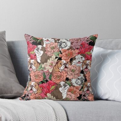 English Bulldog Timeless Illustration Throw Pillow