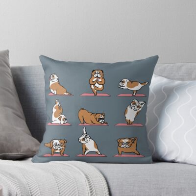 English Bulldog Signature Illustration Throw Pillow