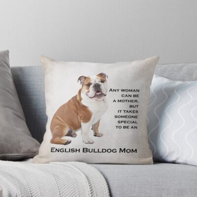 English Bulldog Mum Graphic Illustration Throw Pillow